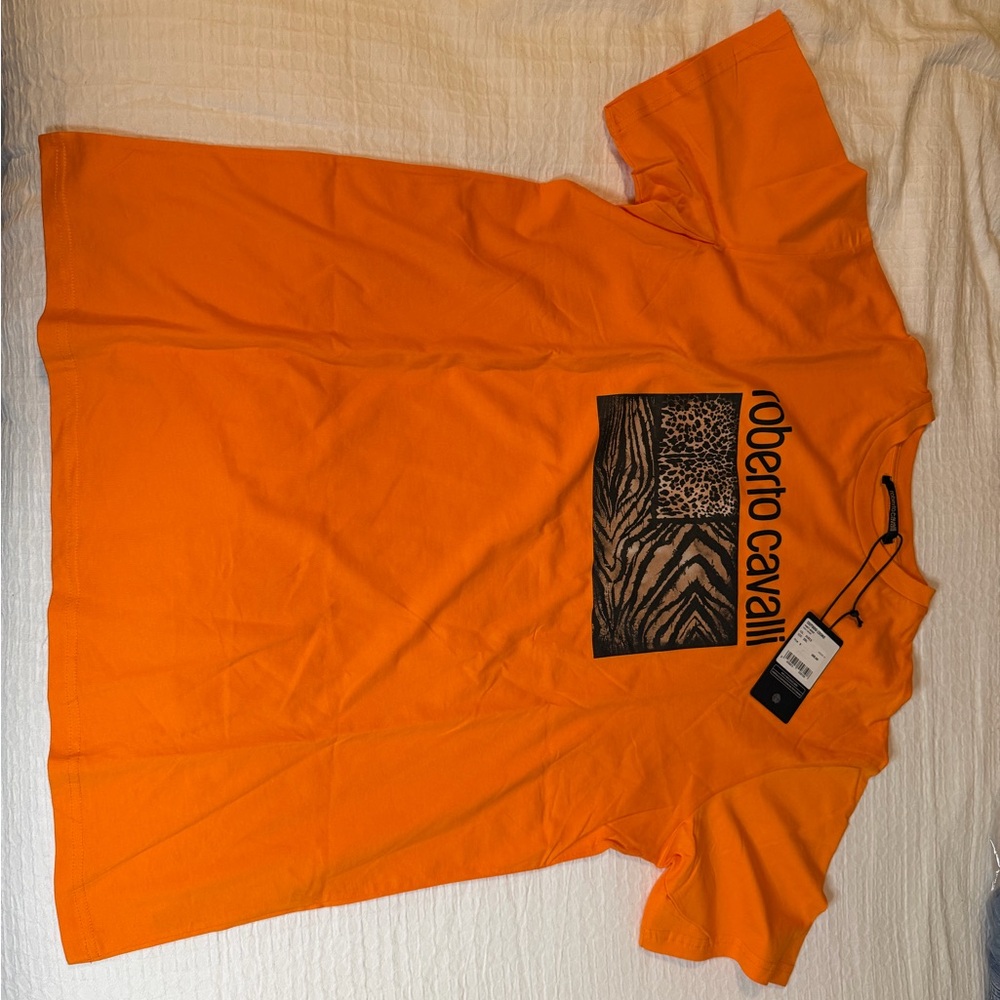 Roberto Cavalli Bold Orange Graphic Tee